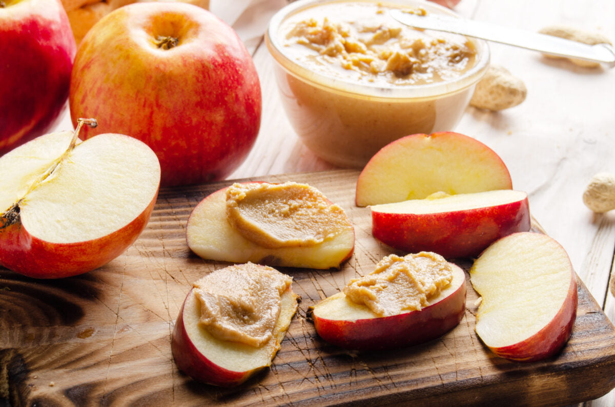 apple slice with nut butter as a pre-workout snack